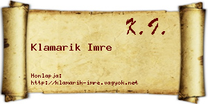 Klamarik Imre névjegykártya